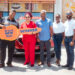 In picture (L-R) Mr Robert Singh, General Manager of Massy Stores; Dr Yara Martinez Diaz (winner in red); Mr Navin Thakur, CEO and Snr Vice President of Massy Distribution; Chrystel Taylor, Marketing Supervisor of Massy Stores; and Christpen Bobb-Semple, Assistant Vice President of Massy Stores Guyana during the handing over of the keys for the new MG ZS compact SUV that Diaz won from Massy Stores’ 2023/4 Christmas Jackpot Promotion.