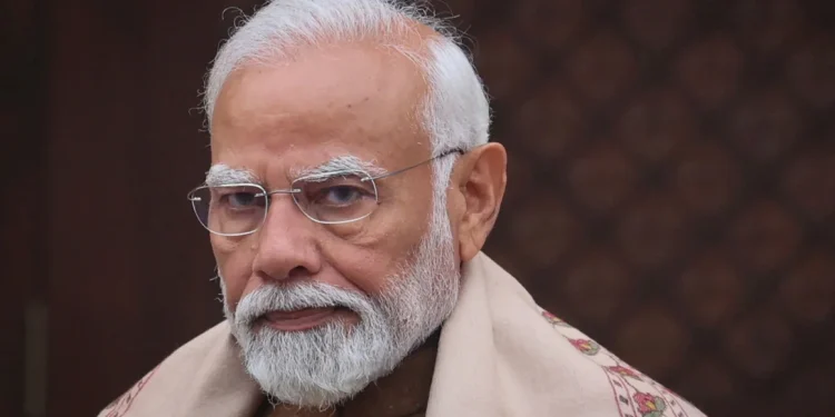Indian Prime Minister Narendra Modi looks on after speaking to the press in New Delhi on January 31, 2024. Altaf Hussain/Reuters