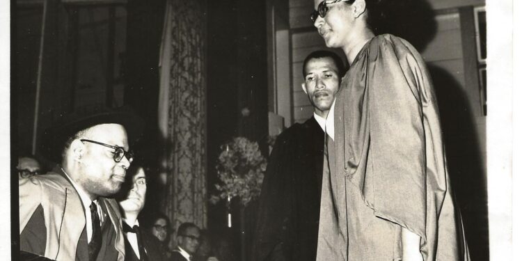 Mrs. Bebe Isha Beekie at the University of Guyana’s First Convocation Ceremony in 1967 (UG Photo)