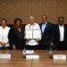 From Left: Pennelope Beckles, Minister of Planning and Development of Trinidad and Tobago; Christopher Coye, Minister of State in the Ministry of Finance of Belize; Mia Amor Mottley, Prime Minister of Barbados; Ilan Goldfajn IDB President; Michael Halkitis, Minister of Economic Affairs of The Bahamas and Leader of Government Business in the Senate; Kermechend Raghoebarsing, Minister of Finance and Planning of Suriname and Dr. Ashni K. Singh, Senior Minister in the Office of the President with responsibility for Finance and Public Service of the Cooperative Republic of Guyana.