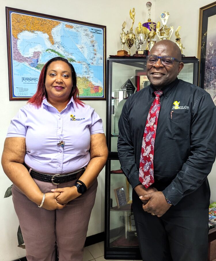 NAMILCO's Marketing Supervisor Alicia Anderson and Finance Controller Fitzroy Mcleod