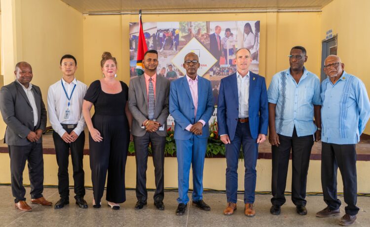 Representatives of the Greater Guyana Initiative and the Ministry of Education along with the Minister of Labour Hon. Joseph Hamilton at the launch of the TVET enhancement initiative.