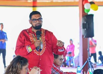 President Dr Mohamed Irfaan Ali addressing the residents on Saturday