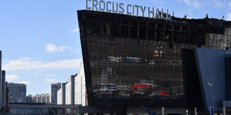 A view of the Crocus City Hall concert venue in Krasnogorsk, Moscow, Russia, March 25, 2024. /CFP