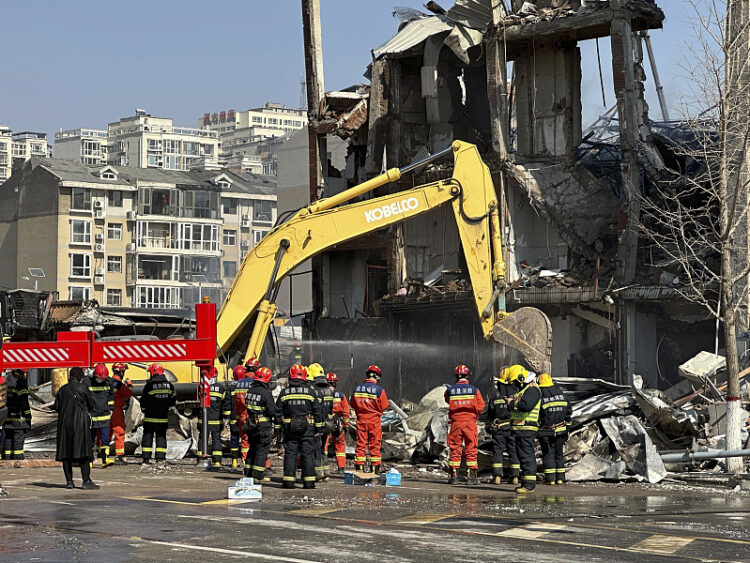 Firefighters work at the scene of an explosion in Sanhe City in northern China's Hebei Province, March 13, 2024. /CFP
