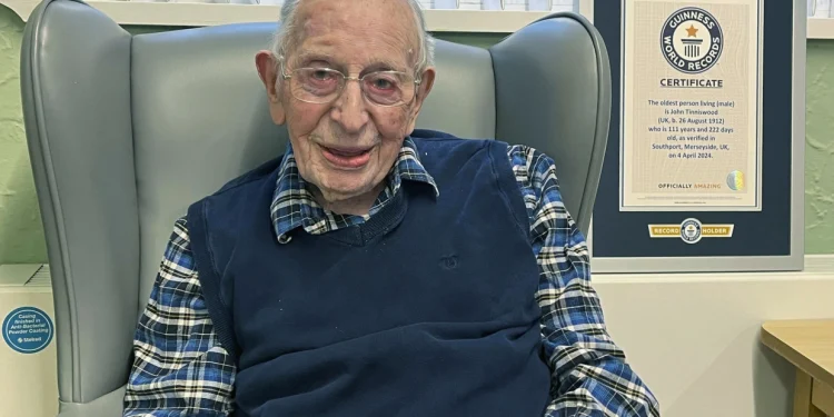 Englishman John Alfred Tinniswood, 111, has been confirmed as the new holder of the title by Guinness World Records.Guinness World Records via AP