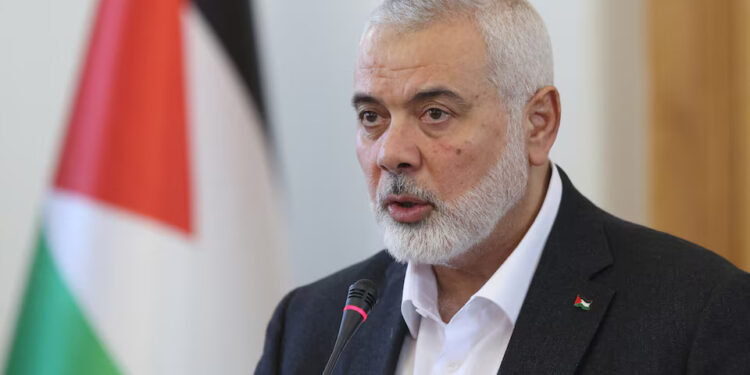 Palestinian group Hamas' top leader, Ismail Haniyeh speaks during a press conference in Tehran, Iran, March 26, 2024. Majid Asgaripour/WANA (West Asia News Agency) via REUTERS/File Photo Purchase Licensing Rights
