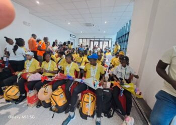 2024 CARIFTA Athletes at Cheddi Jagan Int'l arriving to a hero/heroine's welcome, April 2, 2024. MP Nima Flue-Bess Photo