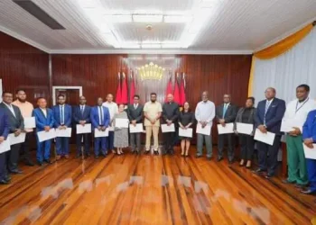 President Irfaan Ali and members of the Constitutional Reform Commission