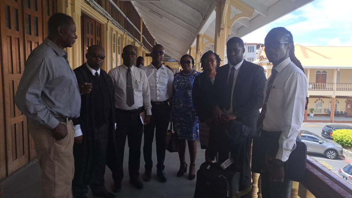 GTUC and GTU teams and their lawyers on Aprl 19, 2024 after Justice Sandil Kissoon delivered his landmark ruling, upholding  constitutional right to collective bargaining