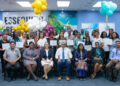 Group photograph of the awardees with their certificates. (Seated L-R, Chief Medical Officer (Guyana) Dr Narine Singh, Director, Human Development, Directorate of Human and Social Development (CARICOM Secretariat), Ms Helen Royer, Chargé d'Affaires, United States Embassy, Georgetown, Ms Adrienne Galanek, Honorable Minister of Health (Guyana), Dr. Frank Anthony, Knowledge Management Coordinator - PCU, Dr. Shanti Singh Anthony, Director – PANCAP Coordinating Unit (PCU), Dr Wendy Emanuelson Telgt, Programme Manager, National AIDS Programme Secretariat (Guyana), Dr. Tariq Jagnarine. 