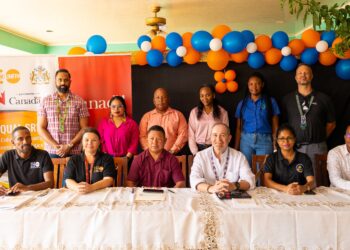 In photo, seated: 2nd from left, Ms. Jenny Karlsen, UNFPA Deputy Director for the Sub-Regional Office for the Caribbean, High Commissioner Mark Berman, Mr. Headley Pio, Regional Chairman, Ms. Hamwantie Bisesar, Deputy Director of Social Services at the Ministry of Human Services and Social Security & Dr. Johnathon Dudnauth, Deputy Director (a.g.), Regional Health Services