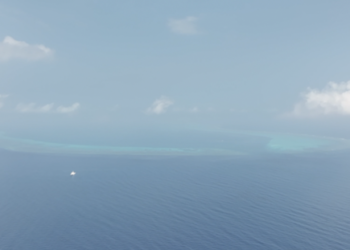 An aerial shot of Huangyan Island in the South China Sea. /CCG