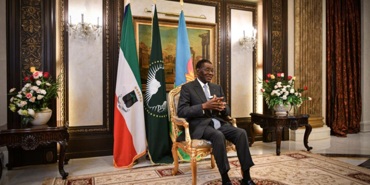 Equatorial Guinean President Teodoro Obiang Nguema Mbasogo speaks during an interview with Xinhua in Malabo, Equatorial Guinea, May 22, 2024. (Xinhua/Han Xu)