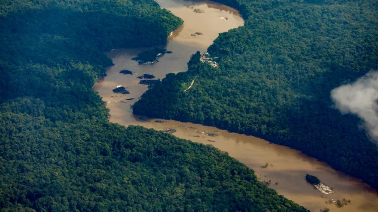 Aerial view of the Essequibo region taken from Guyana on December 10, 2023. Roberto Cisneros/AFP/Getty Images