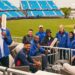 Usain Bolt and company at the Nassau County International Cricket Stadium.