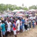 Part of the crowd in Linden who benefited from the footwear distribution on May 18, 2028