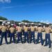 US Marines just after the Graduation Ceremony. Jeremy Fraser (Right), and Mikel Gaul (Second from right).