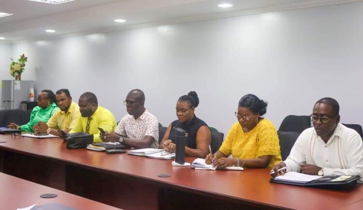 GTU Negotiating Team- Far right President Dr. Mark Lyte; third from right General Secretary Coretta McDonald (June 2024 photo- Credit GTU facebook)