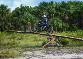 Display of obstacle course for motorcycle and off-road vehicles