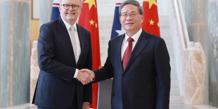 Chinese Premier Li Qiang and Australian Prime Minister Anthony Albanese hold the ninth China-Australia Annual Leaders' Meeting in Canberra, Australia, June 17, 2024. (Xinhua/Wang Ye)