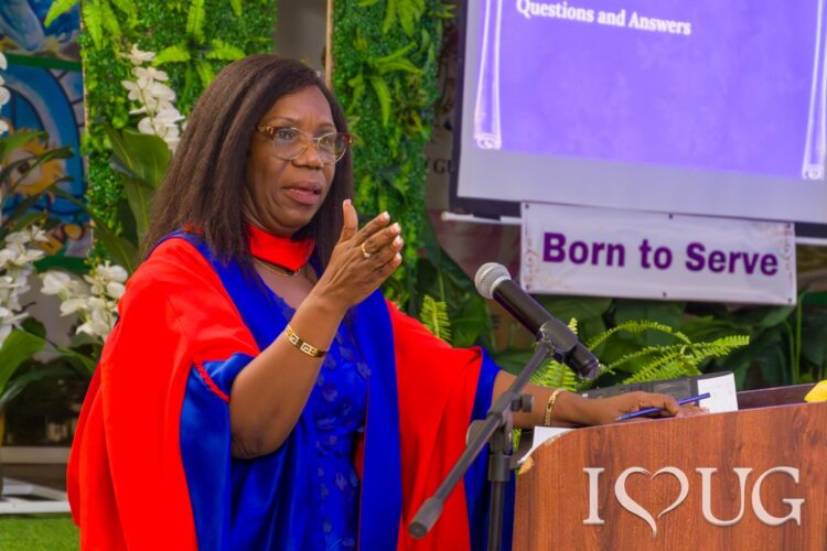 Professor Paulette Bynoe delivering her inaugural Professorial Lecture at the University of Guyana’s Education Lecture Theatre