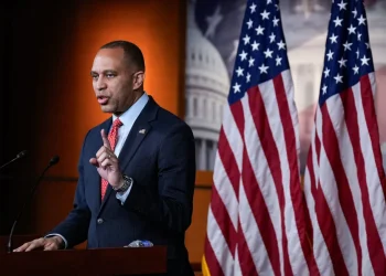 House Minority Leader Hakeem Jeffries speaks during his weekly news conference on Capitol Hill November 15, 2023 in Washington, DC. Drew Angerer/Getty Images