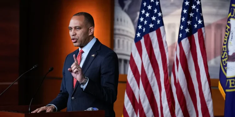 House Minority Leader Hakeem Jeffries speaks during his weekly news conference on Capitol Hill November 15, 2023 in Washington, DC. Drew Angerer/Getty Images