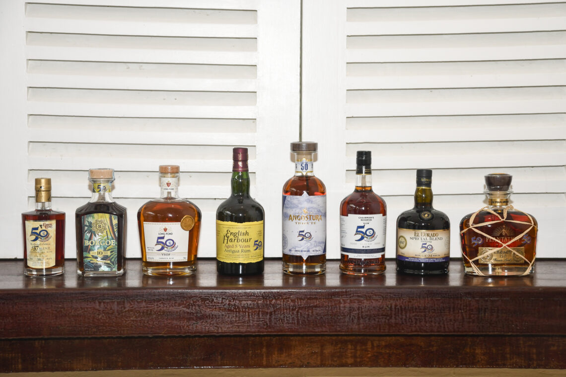 Eight of the thirteen CARICOM@50 rum blends on display