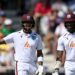 Kavem Hodge (left) celebrating his fifty alongside Alick Athanaze (right) on day two of the second Test between England and the West Indies at Trent Bridge.