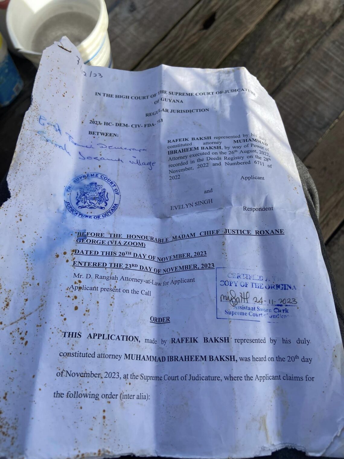 Evidence  of application for land