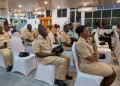 Some of the senior officers of the Guyana Police Force attend the road safety campaign (DPII photo)