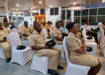 Some of the senior officers of the Guyana Police Force attend the road safety campaign (DPII photo)