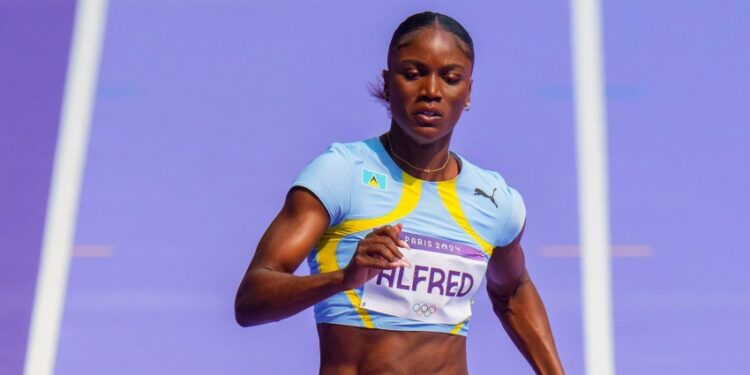 Julien Alfred ran 21.98 to win her semifinal in the women's 200m at the Paris Olympics on Monday