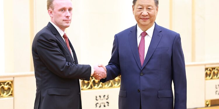 President Xi Jinping meets with US National Security Advisor Jake Sullivan at the Great Hall of the People in Beijing, Aug 29, 2024. [Photo by Feng Yongbin/chinadaily.com.cn]