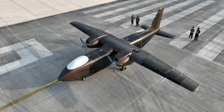 An unmanned cargo aircraft developed by Sichuan Tengden Sci-tech Innovation Co. takes part in a maiden flight at an airport in Zigong, Sichuan province, China August 11, 2024. China Daily via REUTERS
© Thomson Reuters