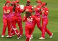 Hayley Matthews and Welsh Fire teammates celebrate a wicket.Getty Images