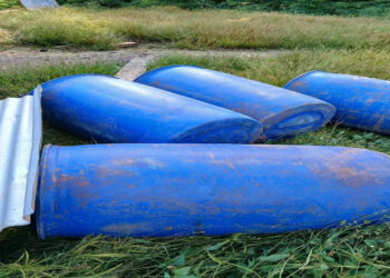 Stolen drums that contained Diesel. Photo: Guyana Police Force