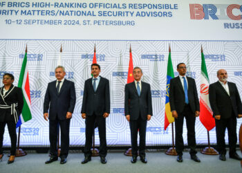 Wang Yi, a member of the Political Bureau of the Communist Party of China Central Committee and director of the Office of the Foreign Affairs Commission of the CPC Central Committee, attends the 14th Meeting of BRICS High-Ranking Officials responsible for security matters/National Security Advisors in St. Petersburg, Russia, on Wednesday. (Photo/Xinhua)