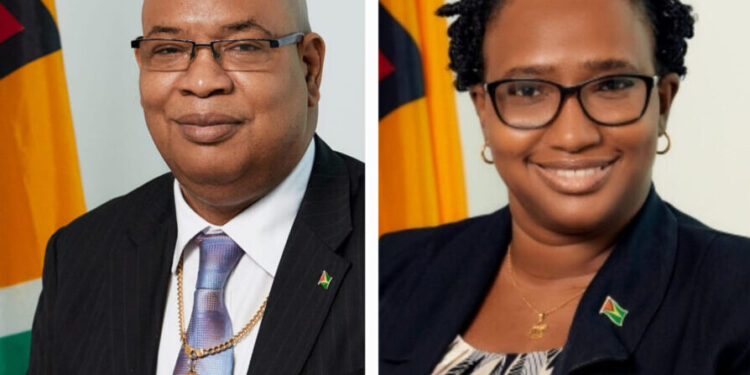 From left, Public Works Minister Juan Edghill and Opposition (APNU+AFC) Member of Parliament Annette Ferguson