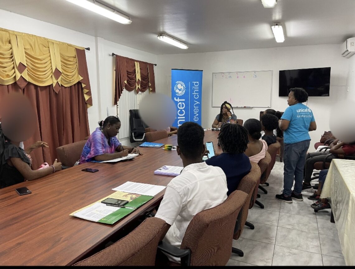 UNICEF Guyana conducts Access to Justice National Consultation with students at the Rights of the Child Commission conference room
Dr. Loria-Mae Heywood- Dr. Loria-Mae Heywood speaking to juveniles at the Juvenile Holding Centre on Access to Justice, as part of the National Consultations held by UNICEF Guyana