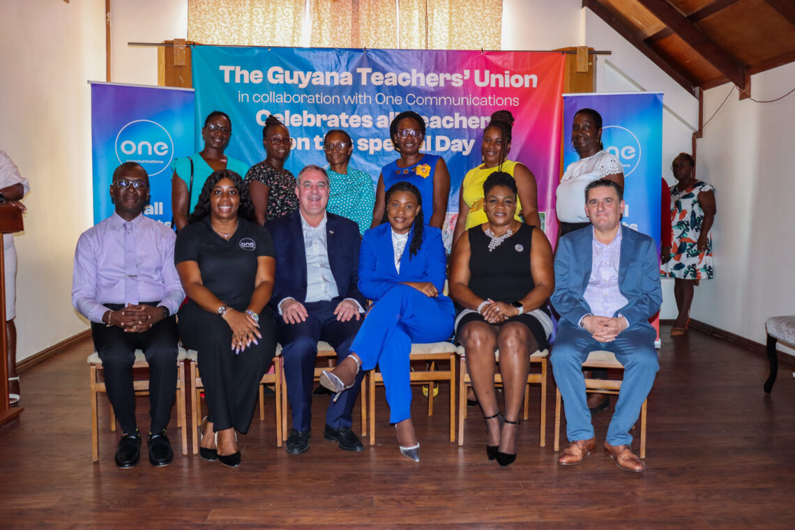 Members of One Communications' management team and members of the Guyana Teachers Union