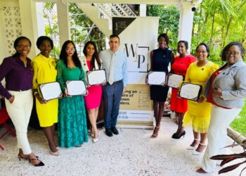 WLP Graduating Cohort 2024 with Co-Creators Michelle A. Nicholas and Lyndell Danzie-Black along with Jean-Jacques Forté, Chargé d'Affaires and Head of the French Diplomatic Bureau.