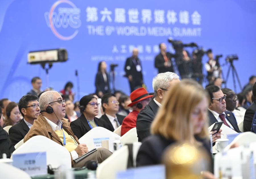Participants attend the opening ceremony of the 6th World Media Summit in Urumqi, capital city of northwest China's Xinjiang Uygur Autonomous Region, Oct. 14, 2024. (Xinhua/Hu Huhu)