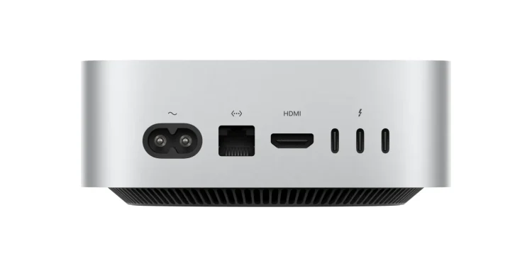 The ports on the back of the 2024 Mac Mini.
Apple