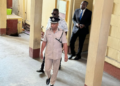 Assistant Commissioner of Police Calvin Brutus  leaving the Georgetown Magistrates' Court