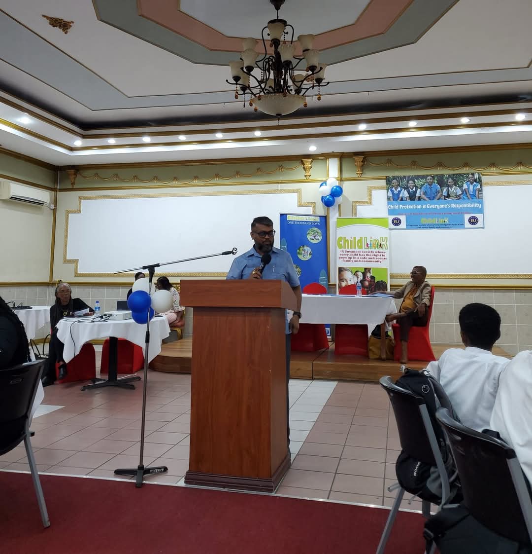 Fr. Georgetown Mayor Pt. Ubraj Narine delivering his remarks at the Boys Conference, November 28, 2024