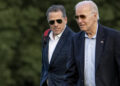 President Joe Biden, and his son Hunter Biden arrive at Fort McNair, Sunday, June 25, 2023, in Washington. The Biden's are returning from Camp David. (AP Photo/Andrew Harnik)