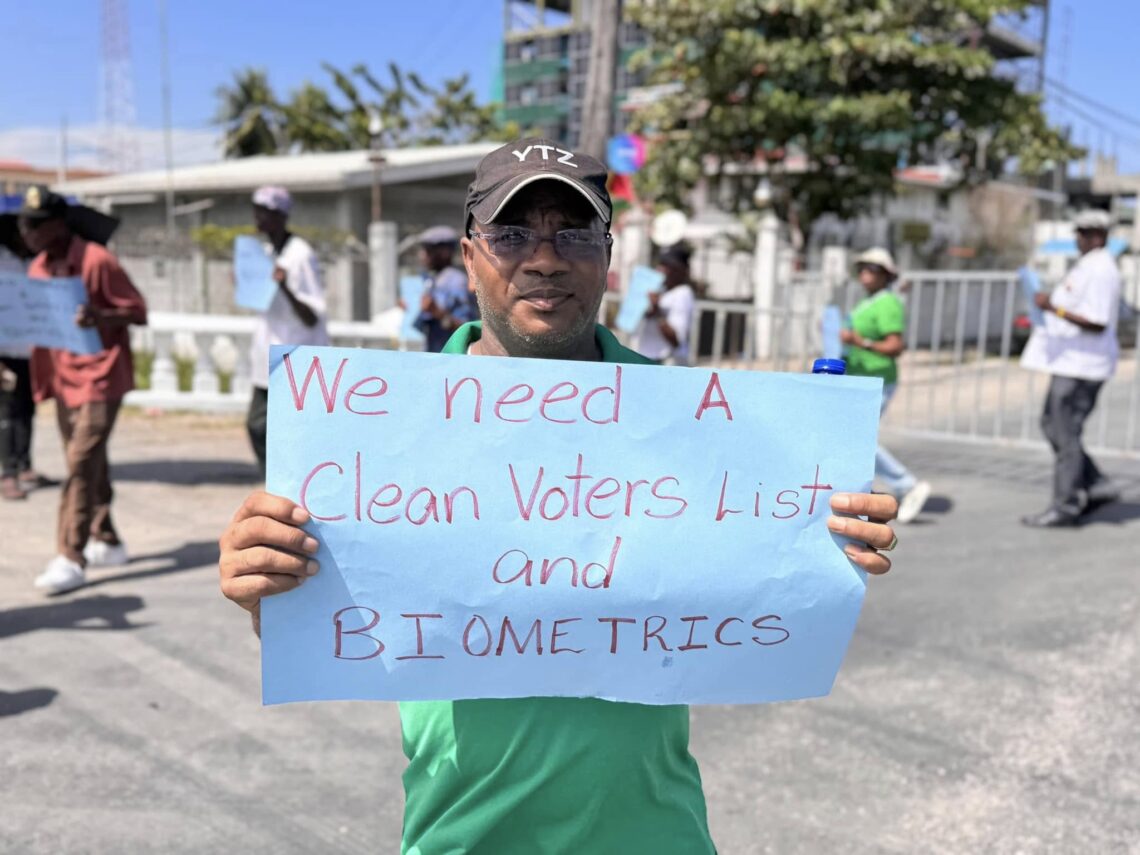 PNCR/Opposition Protest in front of GECOM for Clean Voters List and Biometrics