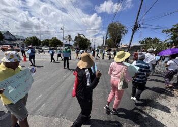 PNCR/Opposition Protest in front of GECOM for Clean Voters List and Biometrics (PNCR Photo)